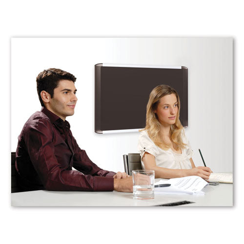 Soft-touch Bulletin Board, 72 X 48, Black Fabric Surface, Aluminum/black Aluminum Frame