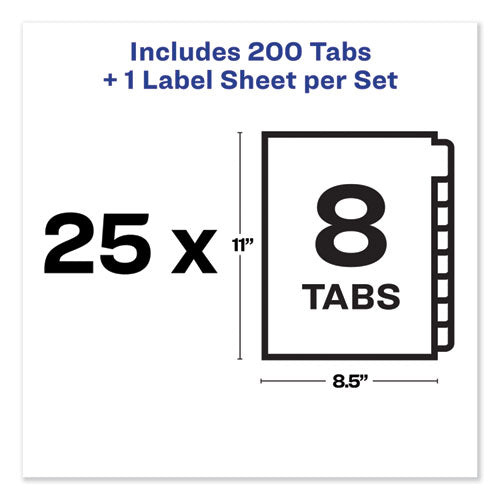 Print And Apply Index Maker Clear Label Unpunched Dividers, 8-tab, 11 X 8.5, White, White Tabs, 25 Sets