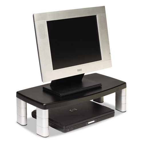 Extra-wide Adjustable Monitor Stand, 20" X 12" X 1" To 5.78", Silver/black, Supports 40 Lbs