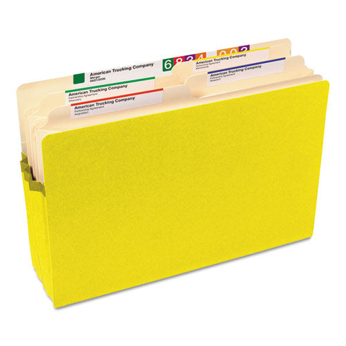 Colored File Pockets, 3.5" Expansion, Legal Size, Yellow