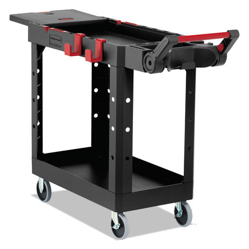 Heavy Duty Adaptable Utility Cart, Plastic, 2 Shelves, 500 Lb Capacity, 25.2" X 51.5" X 36", Black