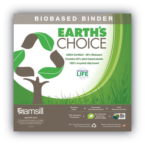 Earth’s Choice Plant-based Durable Fashion View Binder, 3 Rings, 1" Capacity, 11 X 8.5, Lime, 2/pack