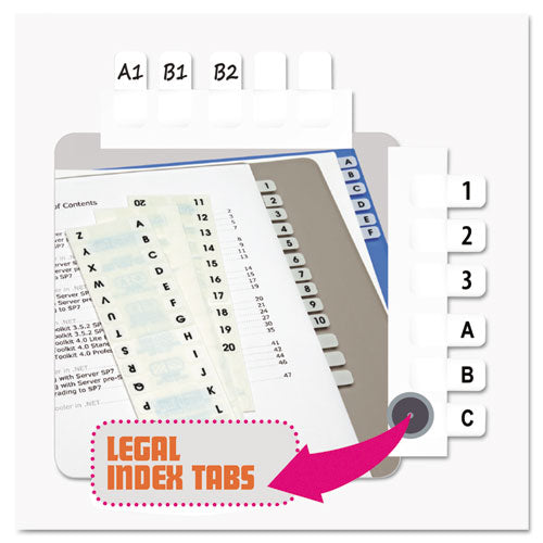 Legal Index Tabs, Customizable: Handwrite Only, 1/5-cut, White, 1" Wide, 416/pack