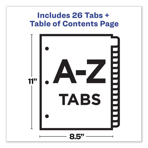 Customizable Toc Ready Index Multicolor Tab Dividers, 26-tab, A To Z, 11 X 8.5, White, Traditional Color Tabs, 1 Set