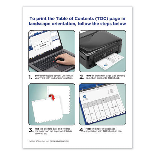 Customizable Toc Ready Index Multicolor Tab Dividers, 26-tab, A To Z, 11 X 8.5, White, Traditional Color Tabs, 1 Set