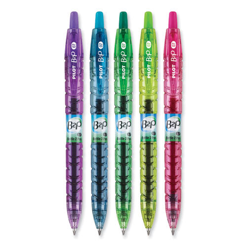 B2p Bottle-2-pen Recycled Gel Pen, Retractable, Fine 0.7 Mm, Assorted Ink And Barrel Colors, 5/pack