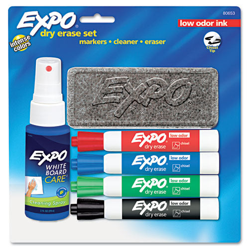 Low-odor Dry Erase Marker Starter Set, Extra-fine Needle Tip, Assorted Colors, 5/set