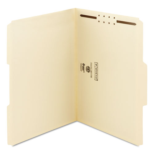 Top Tab Fastener Folders, 1/3-cut Tabs: Assorted, 0.75" Expansion, 1 Fastener, Letter Size, Manila Exterior, 50/box