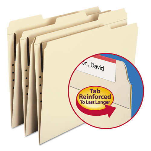 Top Tab Fastener Folders, 1/3-cut Tabs: Assorted, 0.75" Expansion, 1 Fastener, Letter Size, Manila Exterior, 50/box