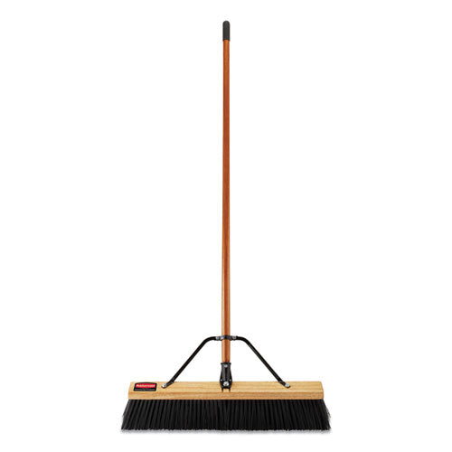 Push Brooms, 36 X 62, Pp Bristles, Rough Floor Surfaces, Wood Handle, Natural
