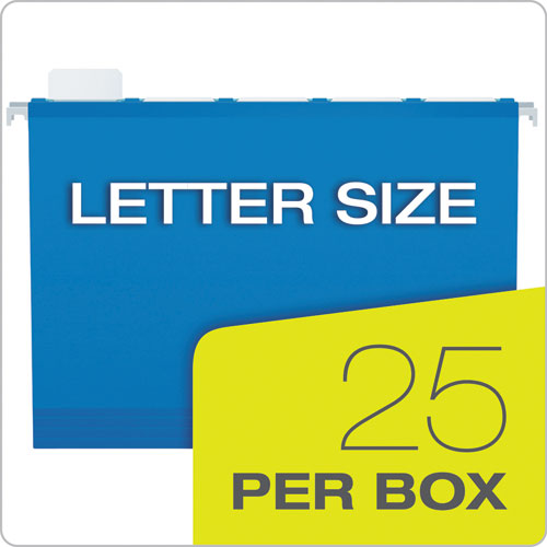 Surehook Reinforced Extra-capacity Hanging Box File, 1 Section, 2" Capacity, Letter Size, 1/5-cut Tabs, Blue, 25/box