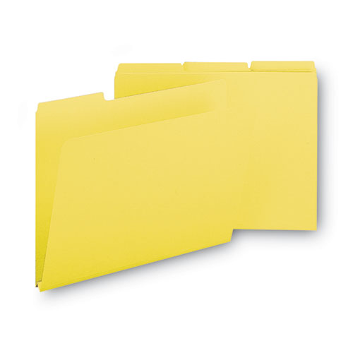 Expanding Recycled Heavy Pressboard Folders, 1/3-cut Tabs: Assorted, Letter Size, 1" Expansion, Yellow, 25/box