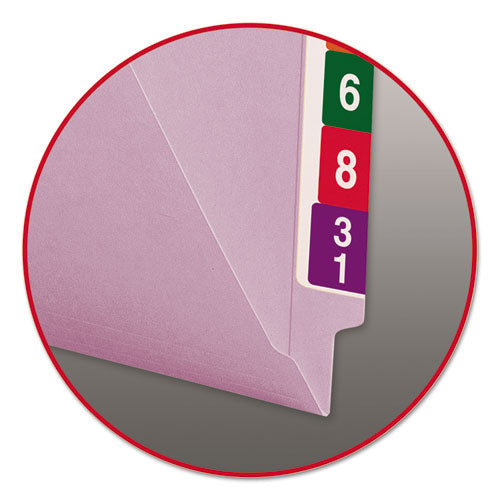 Shelf-master Reinforced End Tab Colored Folders, Straight Tabs, Letter Size, 0.75" Expansion, Lavender, 100/box