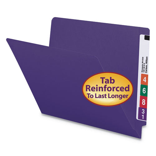 Shelf-master Reinforced End Tab Colored Folders, Straight Tabs, Letter Size, 0.75" Expansion, Lavender, 100/box