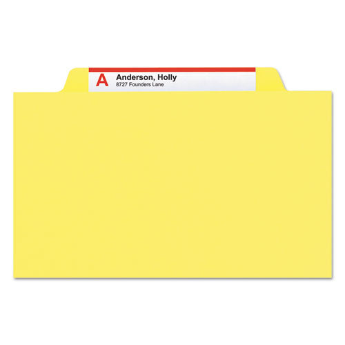 Top Tab Classification Folders, Four Safeshield Fasteners, 2" Expansion, 1 Divider, Letter Size, Yellow Exterior, 10/box