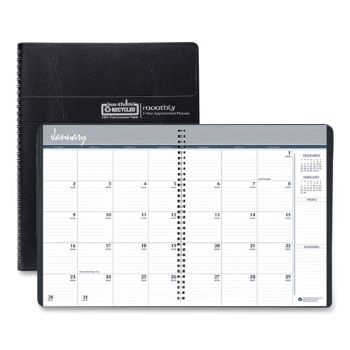 Recycled Monthly 5-year/62-month Planner, 11 X 8.5, Black Cover, 62-month (dec To Jan): 2022 To 2028