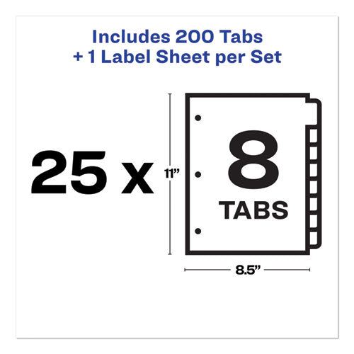 Print And Apply Index Maker Clear Label Dividers, 8-tab, 11 X 8.5, White, 25 Sets
