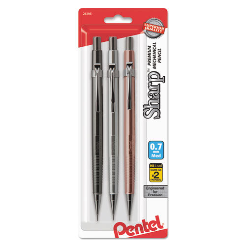 Sharp Mechanical Pencil, 0.5 Mm, Hb (#2.5), Black Lead, Assorted Barrel Colors, 3/pack