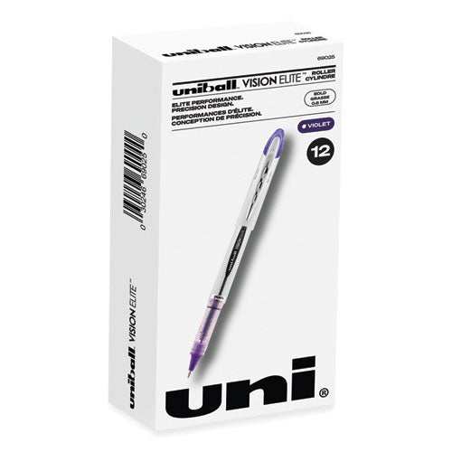 Vision Elite Roller Ball Pen, Stick, Bold 0.8 Mm, Purple Ink, White/purple Barrel