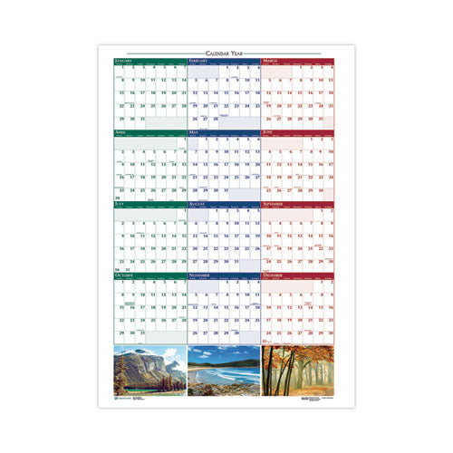 Earthscapes Recycled Reversible/erasable Yearly Wall Calendar, Nature Photos, 24 X 37, White Sheets, 12-month (jan-dec): 2023