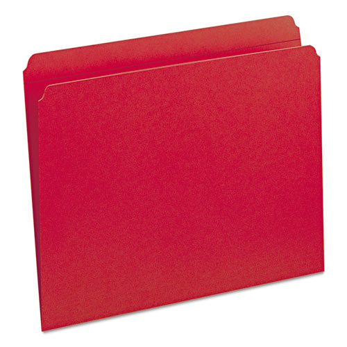 Reinforced Top Tab Colored File Folders, Straight Tabs, Letter Size, 0.75" Expansion, Red, 100/box