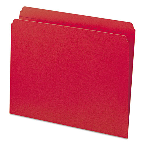 Reinforced Top Tab Colored File Folders, Straight Tabs, Letter Size, 0.75" Expansion, Red, 100/box