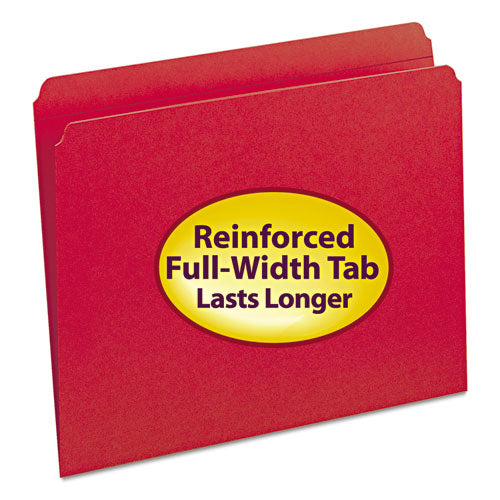 Reinforced Top Tab Colored File Folders, Straight Tabs, Letter Size, 0.75" Expansion, Red, 100/box