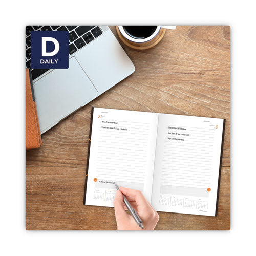 One-day-per-page Planning Notebook, 9 X 6, Dark Brown/orange Cover, 12-month (jan To Dec): 2023
