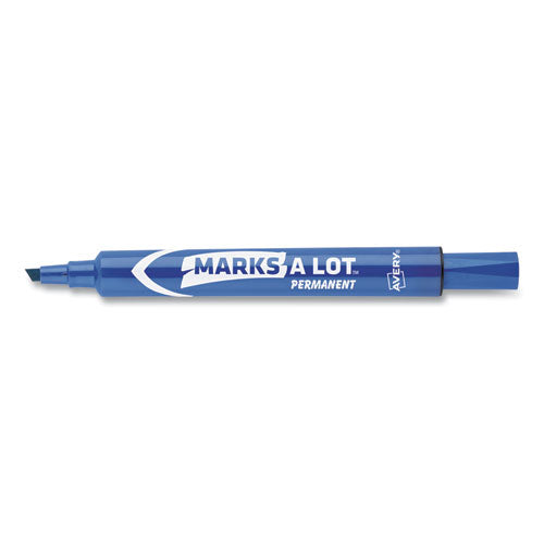 Marks A Lot Large Desk-style Permanent Marker, Broad Chisel Tip, Blue, Dozen (8886)