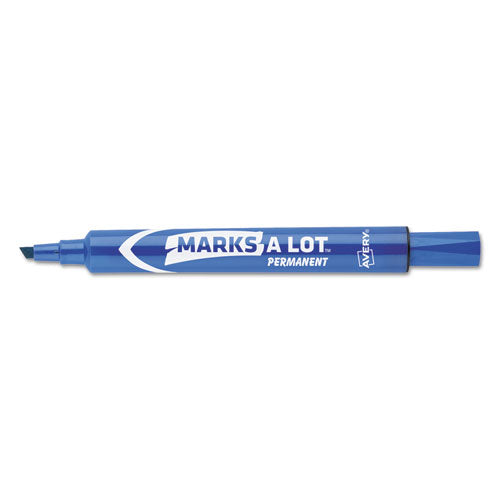 Marks A Lot Large Desk-style Permanent Marker, Broad Chisel Tip, Blue, Dozen (8886)