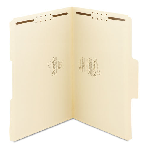 Supertab Reinforced Guide Height Fastener Folders, 11-pt Manila, 0.75" Expansion, 2 Fasteners, Legal Size, Manila, 50/box