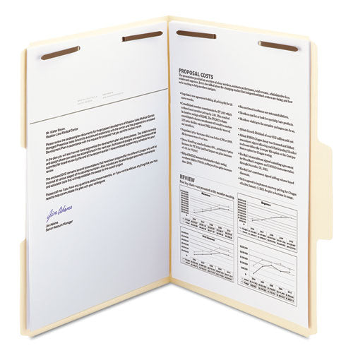 Supertab Reinforced Guide Height Fastener Folders, 11-pt Manila, 0.75" Expansion, 2 Fasteners, Legal Size, Manila, 50/box