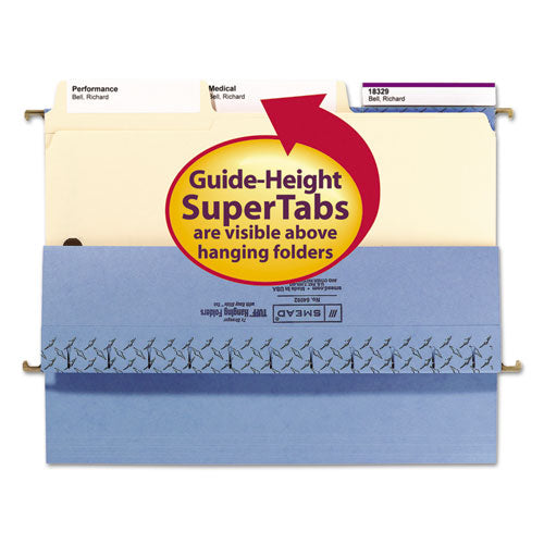 Supertab Reinforced Guide Height Fastener Folders, 11-pt Manila, 0.75" Expansion, 2 Fasteners, Legal Size, Manila, 50/box