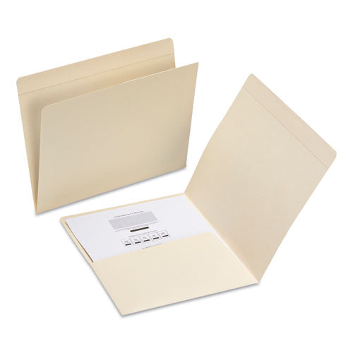 Top Tab File Folders With Inside Pocket, Straight Tabs, Letter Size, Manila, 50/box