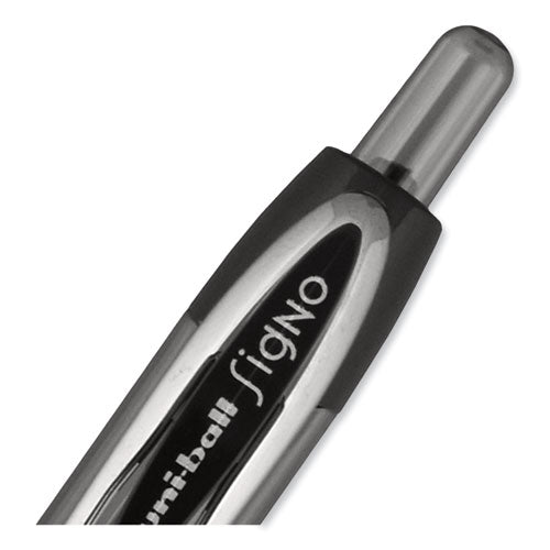 Signo 207 Gel Pen, Retractable, Bold 1 Mm, Black Ink, Translucent Black Barrel, Dozen