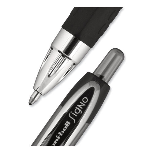Signo 207 Gel Pen, Retractable, Bold 1 Mm, Black Ink, Translucent Black Barrel, Dozen