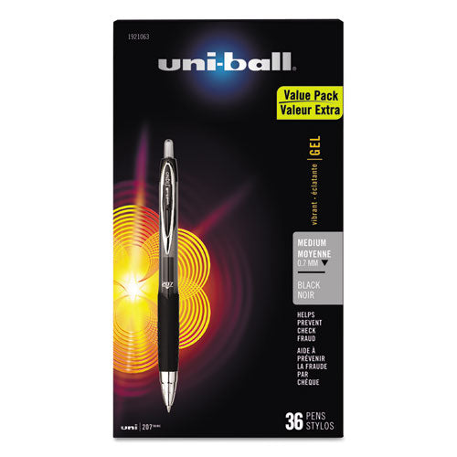 Signo 207 Gel Pen, Retractable, Bold 1 Mm, Black Ink, Translucent Black Barrel, Dozen