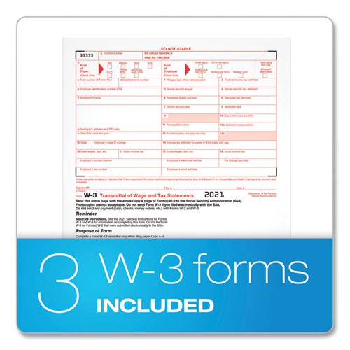 W-2 Tax Form For Inkjet/laser Printers, Fiscal Year: 2022, Six-part Carbonless, 8.5 X 5.5, 2 Forms/sheet, 50 Forms Total