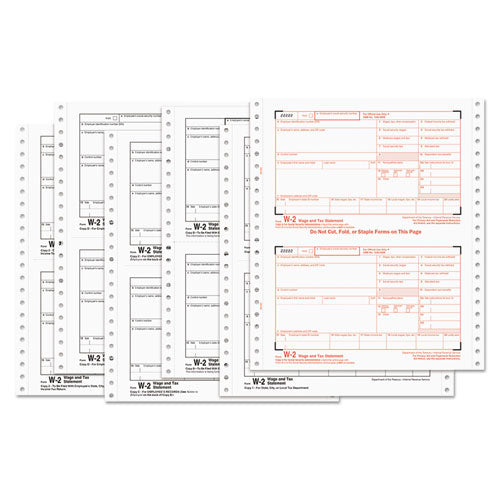 W-2 Tax Form For Inkjet/laser Printers, Fiscal Year: 2022, Six-part Carbonless, 8.5 X 5.5, 2 Forms/sheet, 50 Forms Total