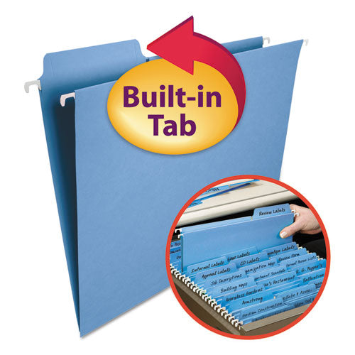 Fastab Hanging Folders, Letter Size, 1/3-cut Tabs, Blue, 20/box