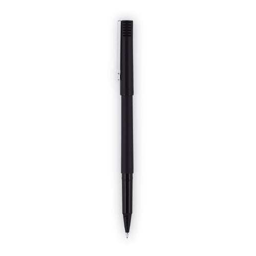 Roller Ball Pen, Stick, Micro 0.5 Mm, Black Ink, Black Matte Barrel, Dozen