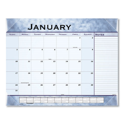 Slate Blue Desk Pad, 22 X 17, White Sheets, Clear Corners, 12-month (jan To Dec): 2023