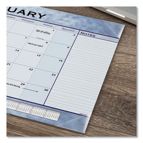 Slate Blue Desk Pad, 22 X 17, White Sheets, Clear Corners, 12-month (jan To Dec): 2023