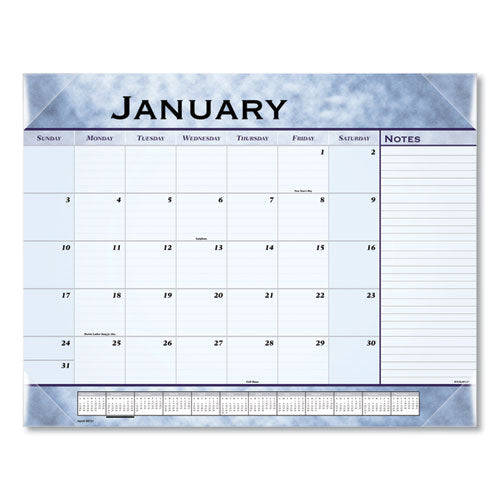 Slate Blue Desk Pad, 22 X 17, White Sheets, Clear Corners, 12-month (jan To Dec): 2023