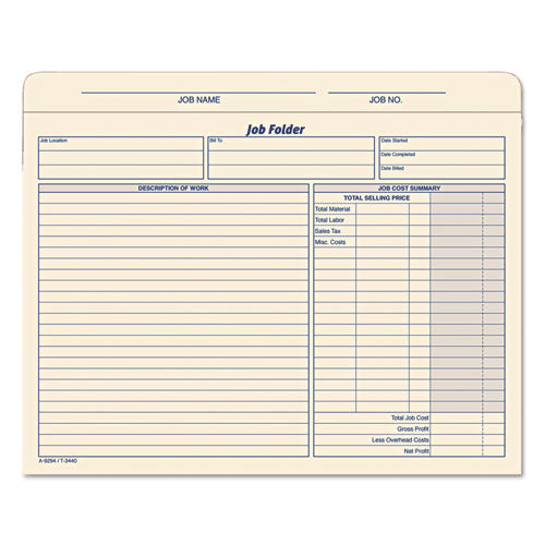 Job Folder, Straight Tabs, Letter Size, Manila, 20/pack