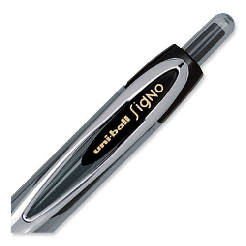 Signo 207 Gel Pen, Retractable, Micro 0.5 Mm, Black Ink, Smoke/black Barrel, Dozen