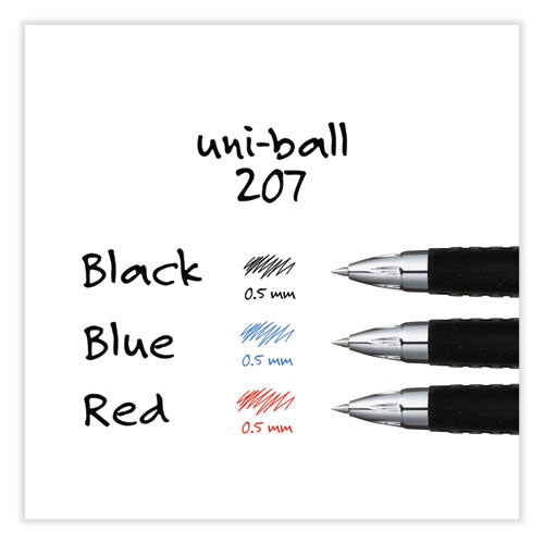 Signo 207 Gel Pen, Retractable, Micro 0.5 Mm, Black Ink, Smoke/black Barrel, Dozen