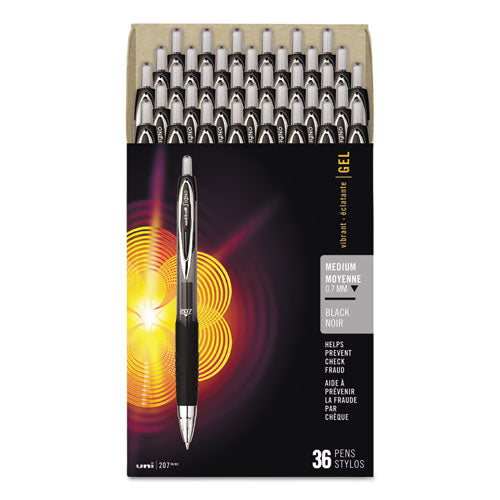 Signo 207 Gel Pen, Retractable, Micro 0.5 Mm, Black Ink, Smoke/black Barrel, Dozen
