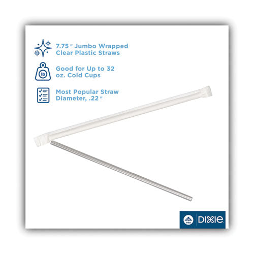 Jumbo Straws, 7.75", Plastic, Translucent, 500/box