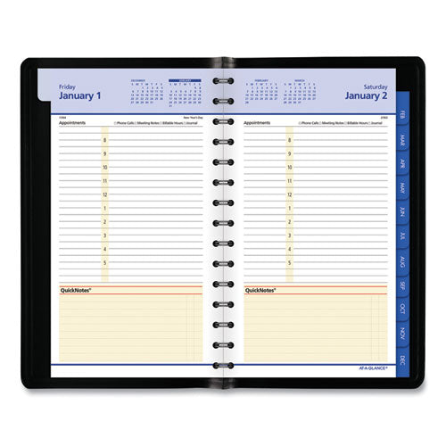 Quicknotes Daily/monthly Appointment Book, 8.5 X 5.5, Black Cover, 12-month (jan To Dec): 2023